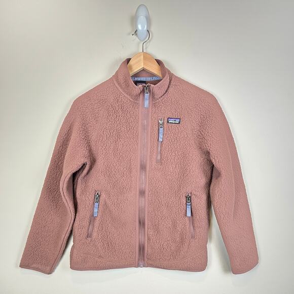 Patagonia Kids Retro Pile Fleece Jacket Size M/10 Dulse Mauve 65411 Coat - Picture 1 of 3